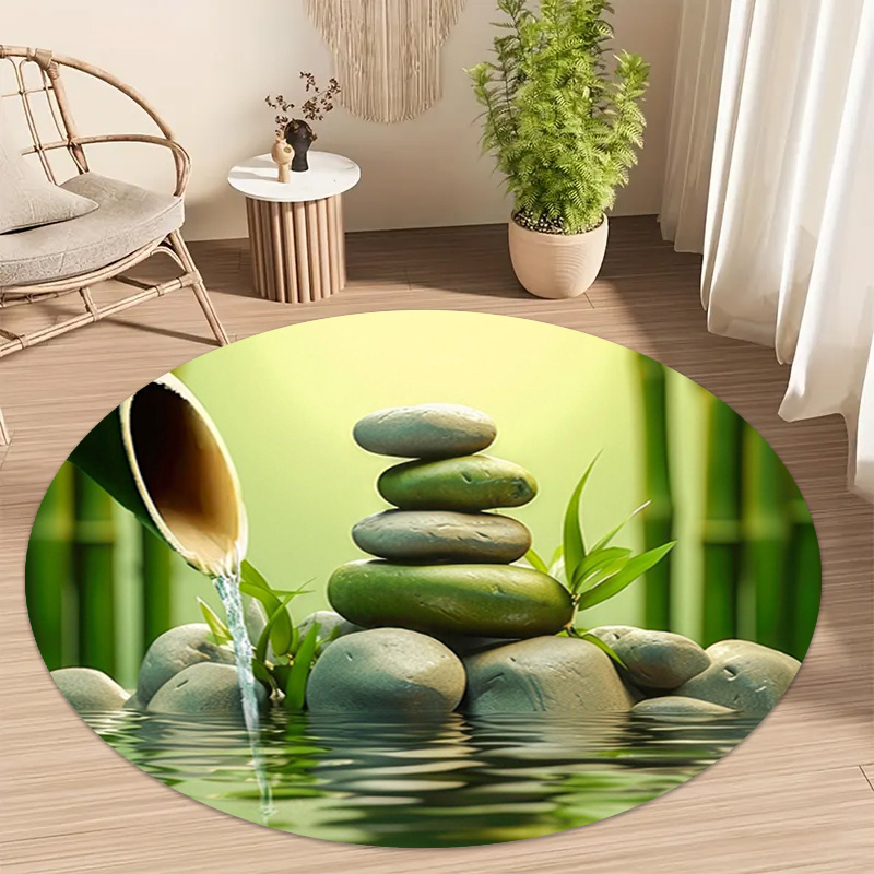 Wellness Spa With Hotel - Tapete Redondo Zen de Bambu com